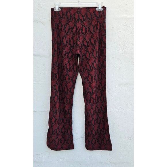 VTG Y2K Pants Womens Small 40 Red Black Python Print Mid Rise Boot Cut Stretch - Picture 5 of 13